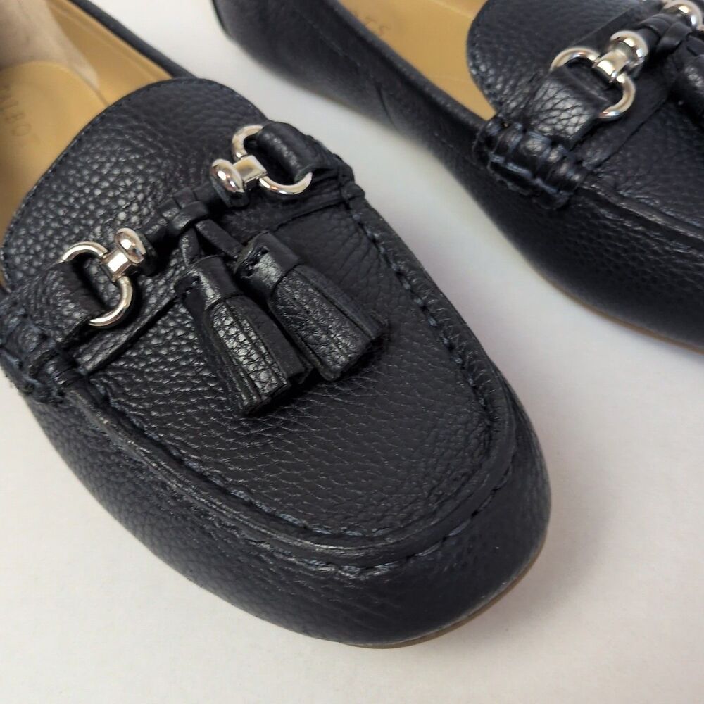 Talbots Flats Women's 8.5 Everson Tassel Driving Moccasins Indigo Blue Leather - Picture 4 of 13